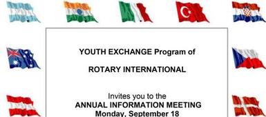 Exchange Program to Hold Meeting September 18