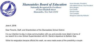BOE Letter: Update on Superintendent Search